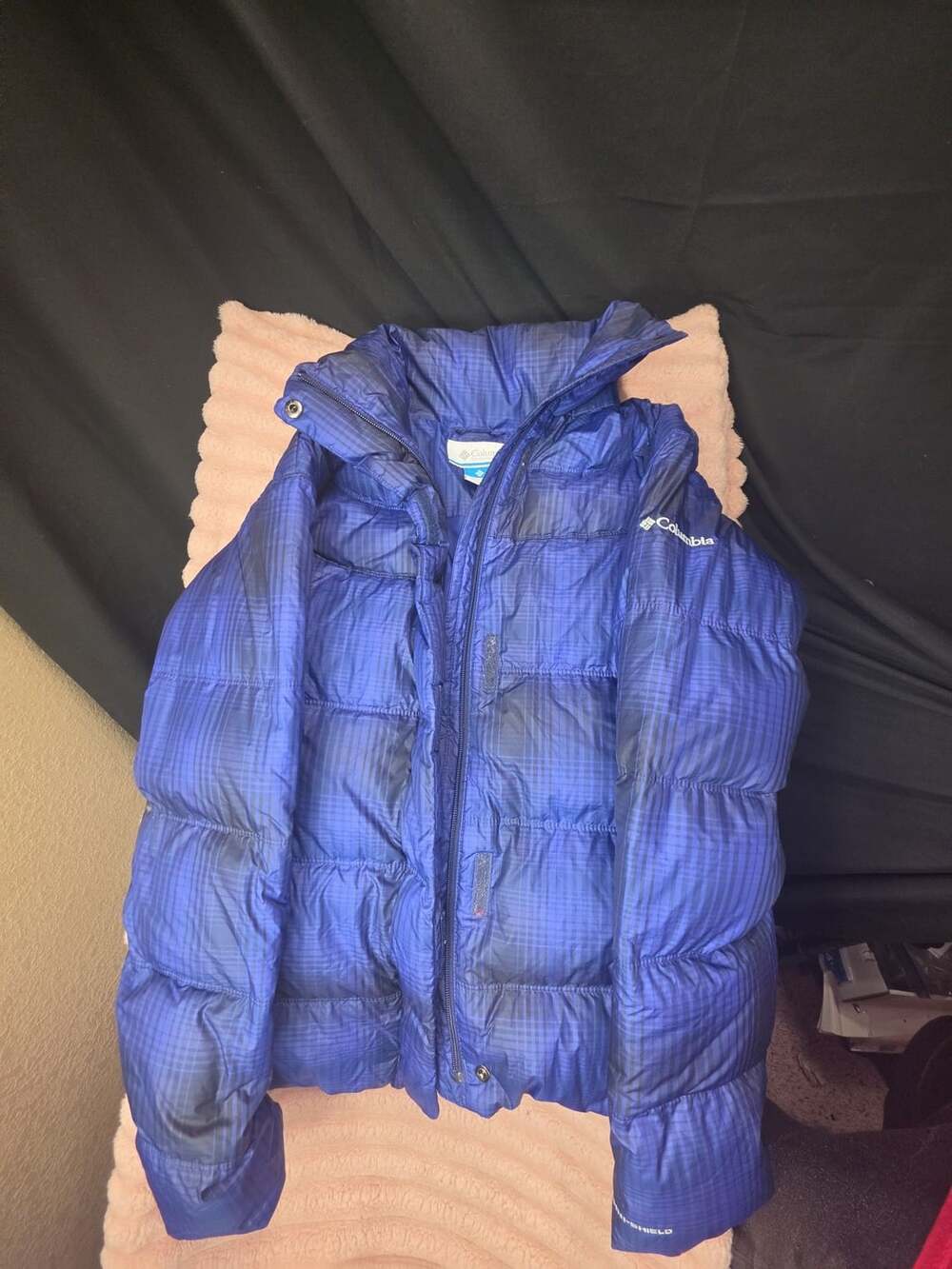 Columbia Puffect Jacket Size S Blue Plaid Puffer